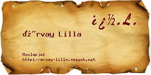Árvay Lilla névjegykártya